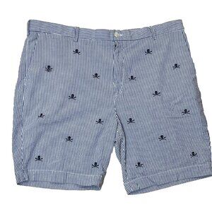 POLO RALPH LAUREN Skull Cross Oars Seersucker Stretch Classic Shorts Sz 42